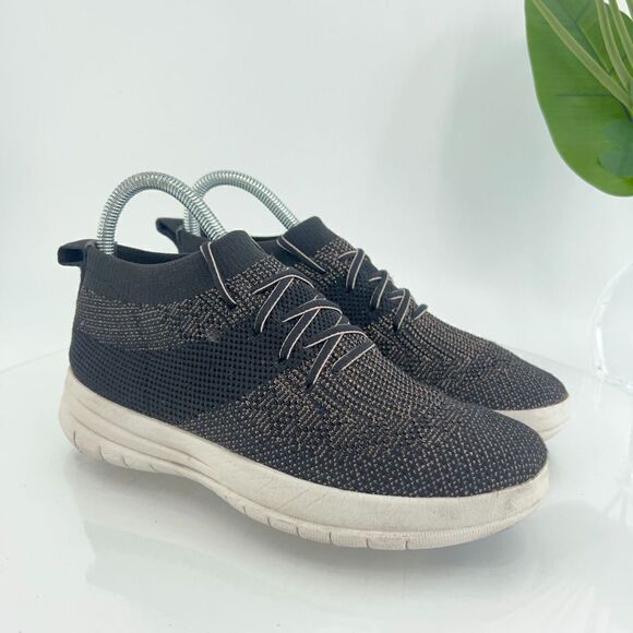 Fitflop Uberknit Sneaker Women's Size 6 Black Knit Mid Top Toning Shoe - Picture 1 of 16
